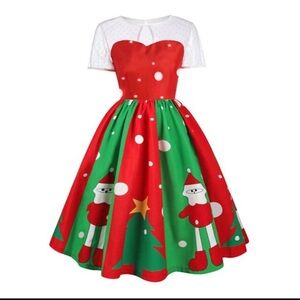 Festive Red and Green Midi Dress